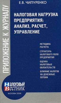 Читайте книги онлайн на Bookidrom.ru! Бесплатные книги в одном клике Е. Чипуренко - Налоговая нагрузка предприятия: анализ, расчет, управление